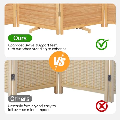 Bamboo Room Divider Folding Privacy Screen, 4 Panel, Beige T32841