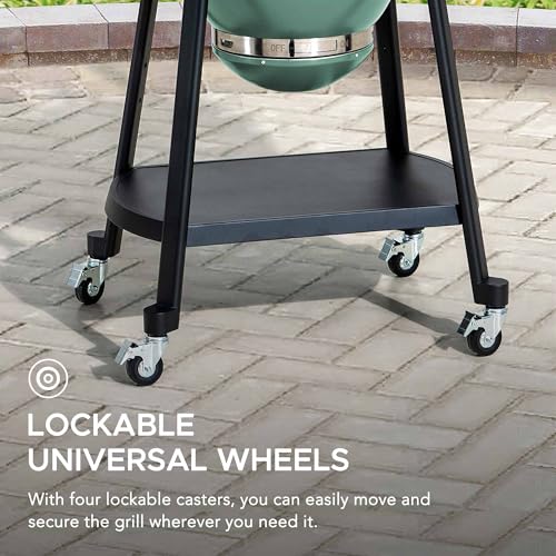 Charcoal Kamado Grill with Pizza Stone and Wheels Q84418