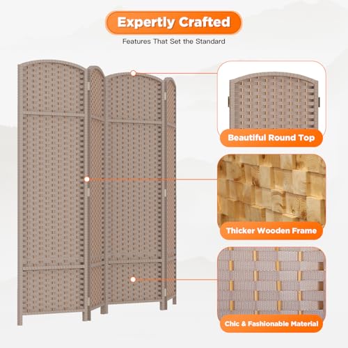 4 Panel Room Divider Screen 5.6 Ft Tall Folding Privacy Partition N658