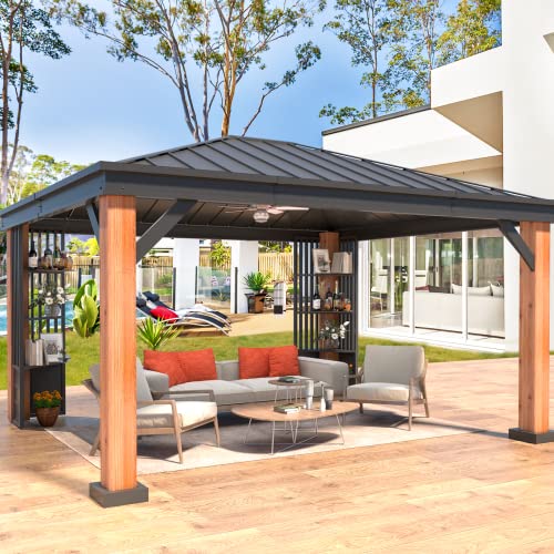 12x20 Hardtop Gazebo Double Roof Galvanized Steel Outdoor Aluminum Frame with Netting and Curtains M3306