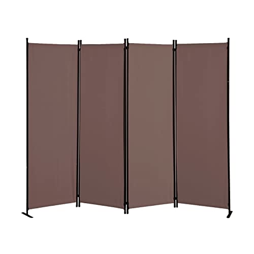 4 Panel Folding Room Divider Privacy Screen with Steel Frame P539789