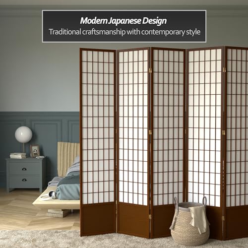 7 ft. Tall Window Pane Shoji Screen Room Divider, 3 Panels T5246