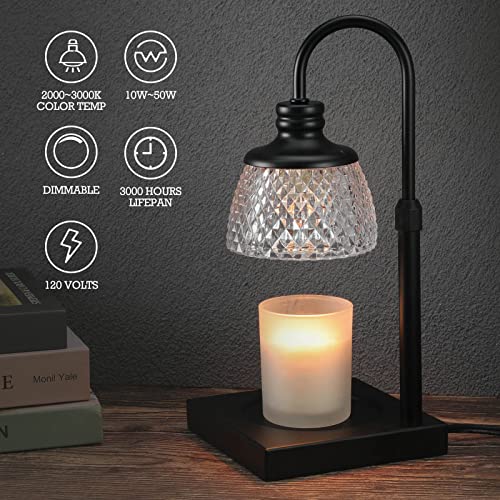 Candle Warmer Lamp with Dimmer, Height Adjustable, Black Y72287