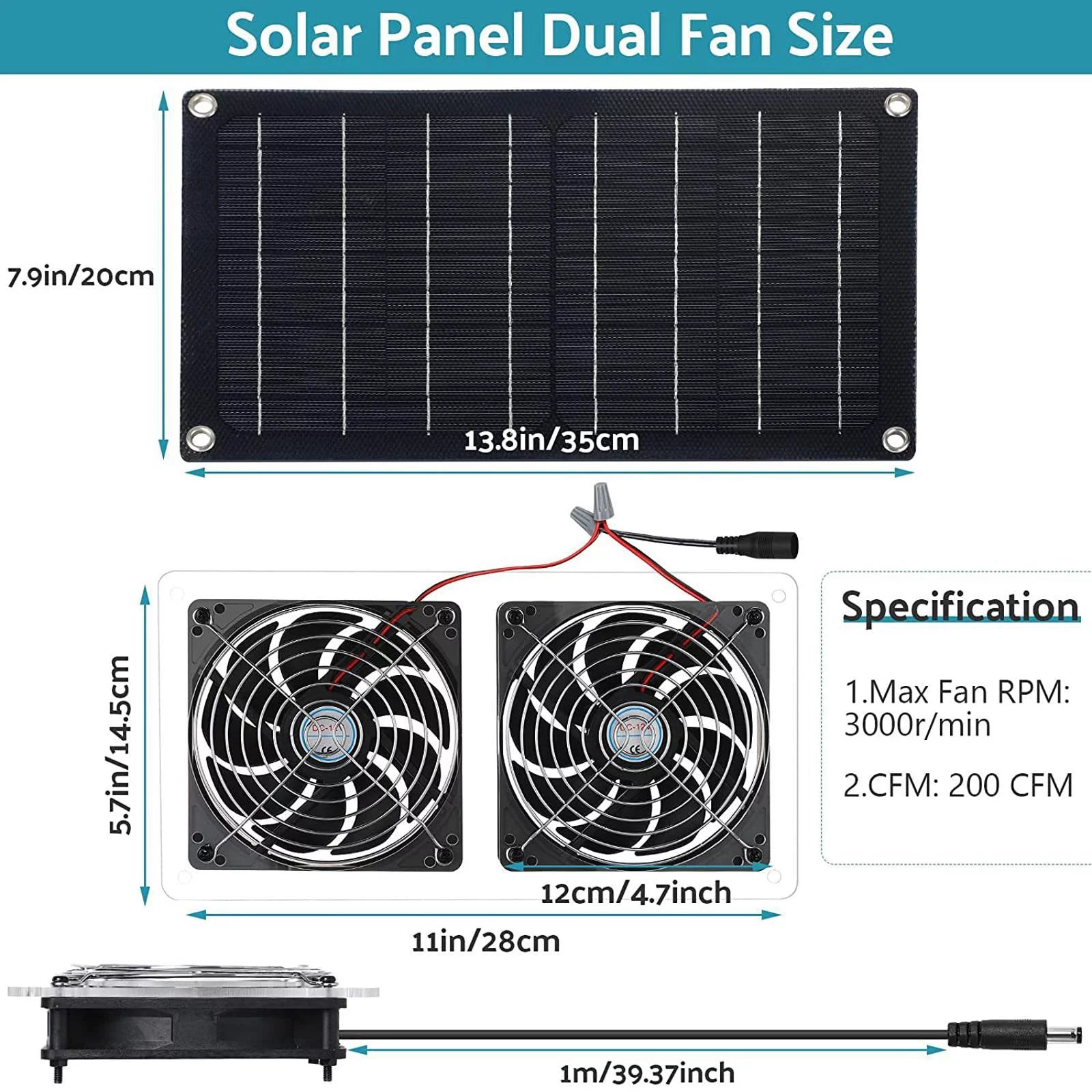 Solar Exhaust Fan for Chicken Coops Greenhouse Shed Roofs Q25615