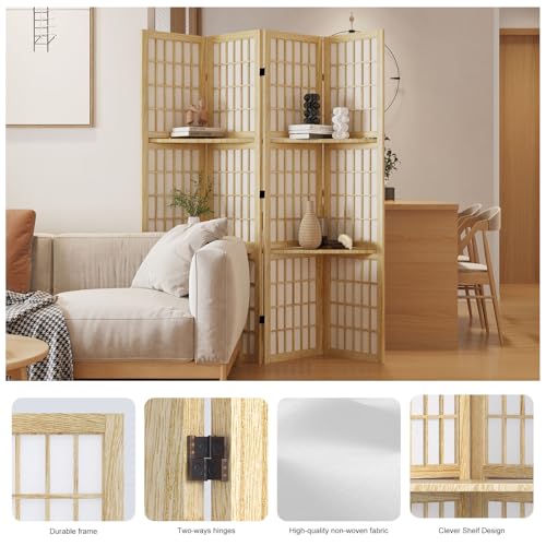 Japanese Shoji Folding Room Divider, 4 Panels, Black T762554
