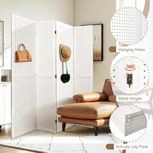 6 Panel Wooden Room Divider with Shelves B102027