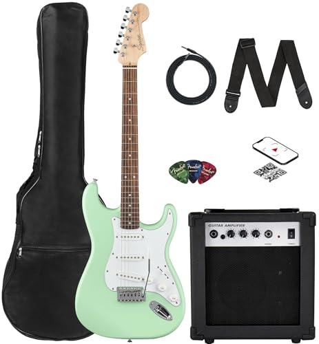 Stratocaster Electric Guitar Bundle with Amplifier, Gig Bag, Strap, Cable, Picks, and DVD S5583