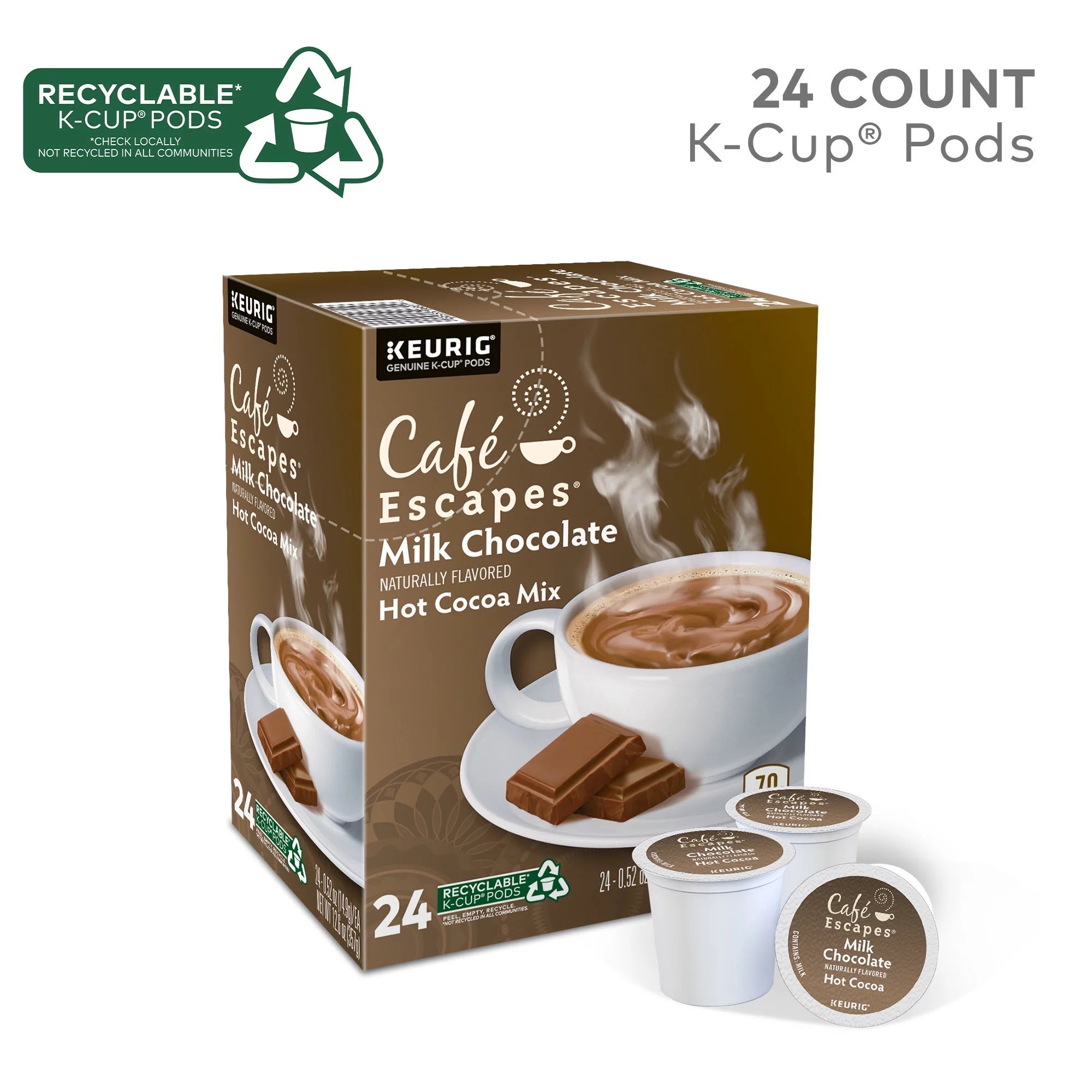 Milk Chocolate Hot Cocoa Single-Serve Pods, 24 Count J394