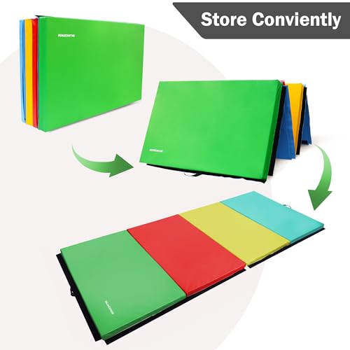 Folding Exercise Gymnastics Mat 4x10x3 Inch with Carrying Handles G881552