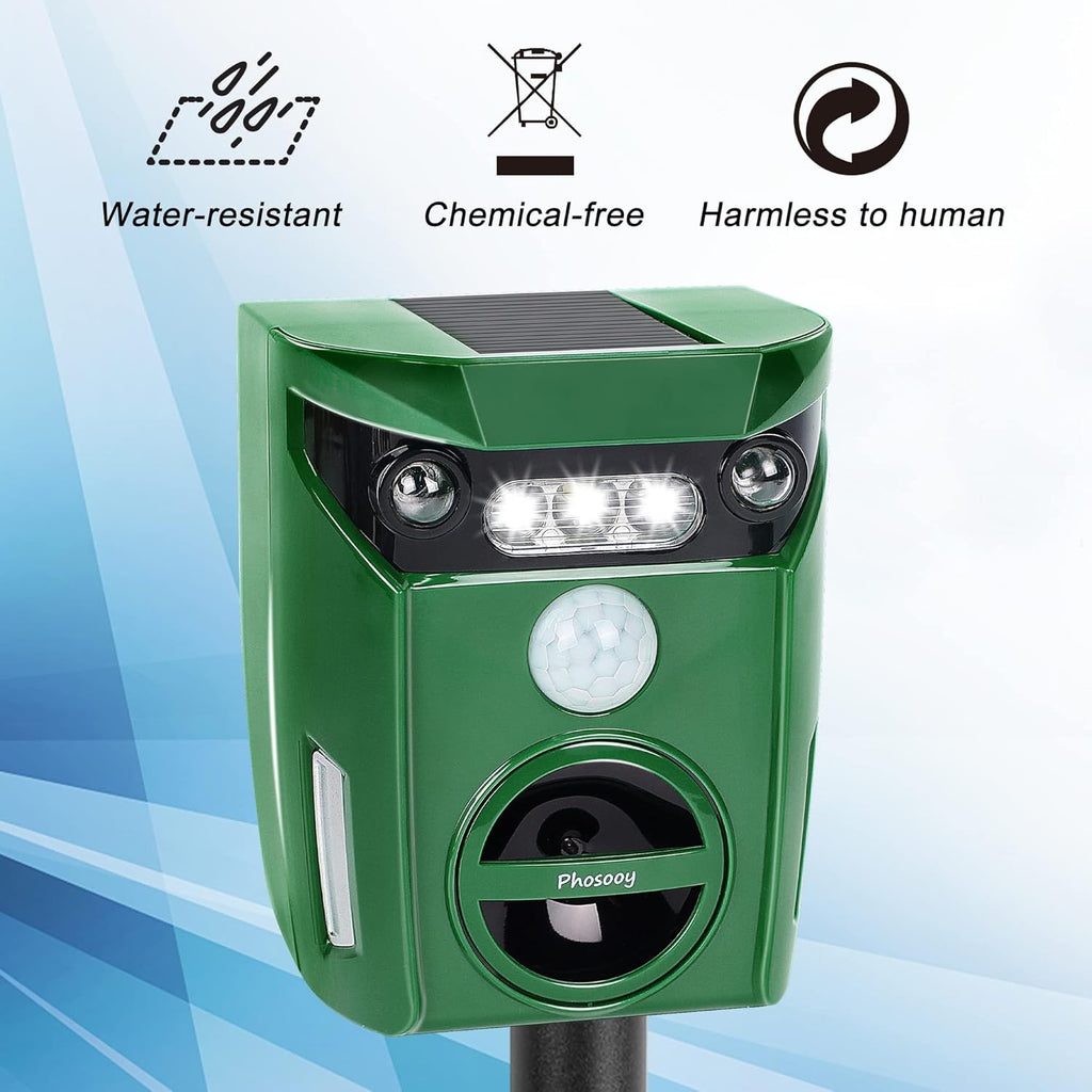 Ultrasonic Animal Repeller, Solar Powered, Motion Sensor, Waterproof Z91258