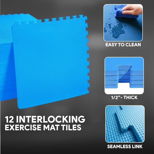Puzzle Exercise Mat with EVA Foam Interlocking Tiles for MMA, Gymnastics and Home Gym N211438