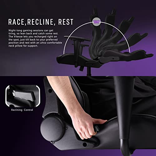 Gaming Chair High Back Ergonomic Racing Desk with Lumbar Support and Headrest, Purple Y569