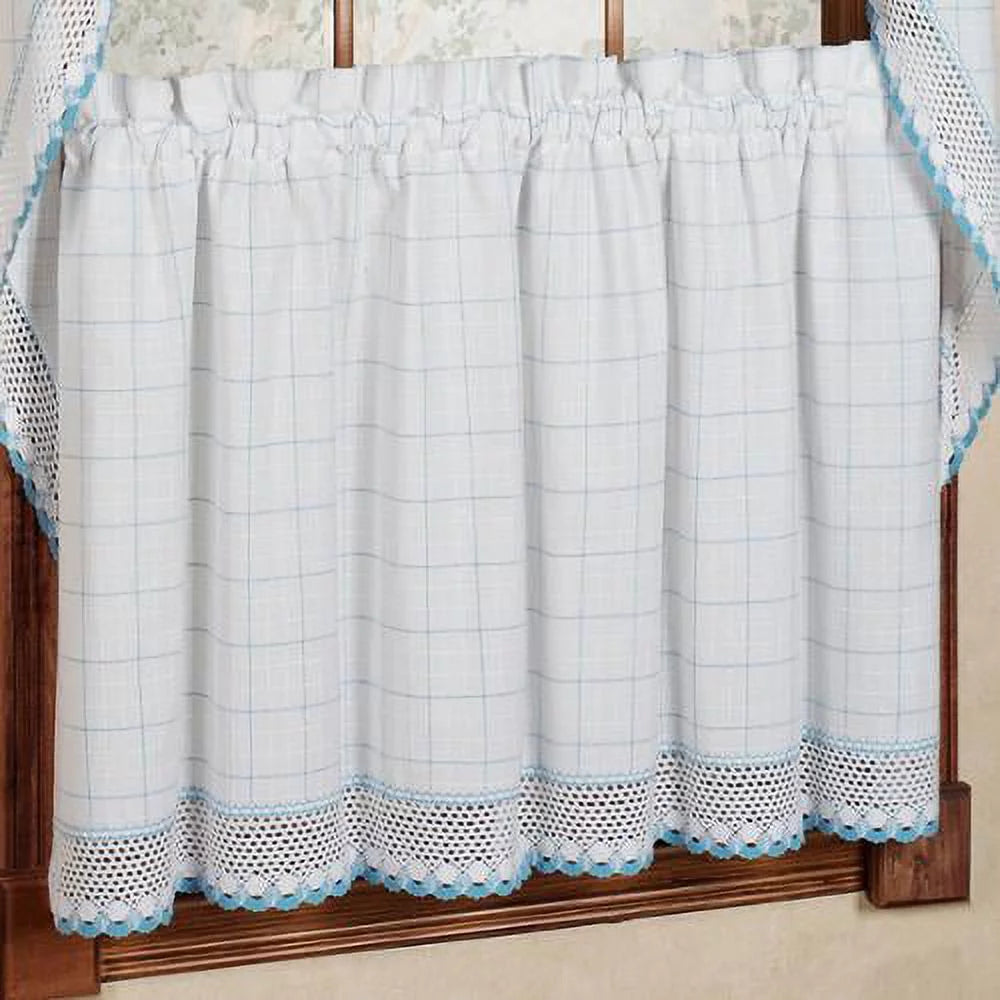Cotton Window Pane Pattern Tiers, Swags and Valance Options 38 x 60 G250