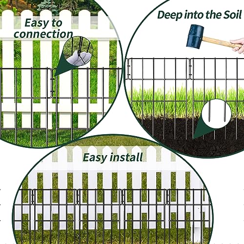 Animal Barrier Fence, No Dig Garden Decorative Fence, Rustproof Metal, 27ft x 17in O580793