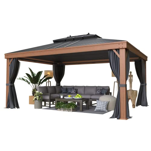 12x20 Hardtop Gazebo Double Roof Galvanized Steel Outdoor Aluminum Frame with Netting and Curtains M3306