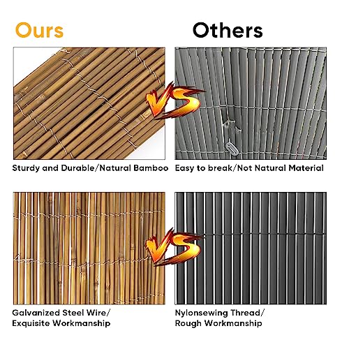 Natural Bamboo Fence Roll 6ft x 8ft Privacy Screen for Garden H625124