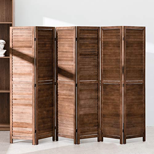 6 Panel Wood Room Divider Freestanding White 5.57 FT S6393