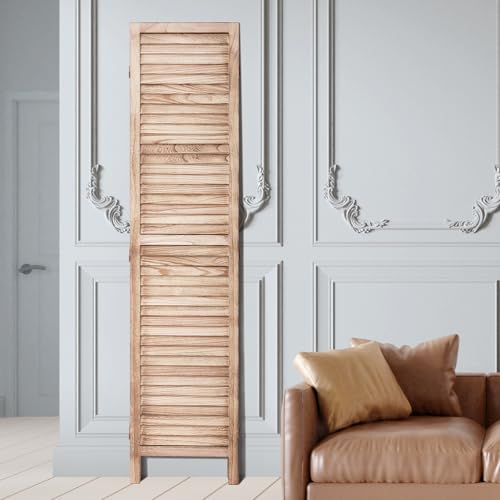 Wood Room Divider, 4 Panel Folding Privacy Screen, 66.9 Inches Tall, Indoor Wooden Partition A907