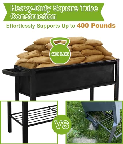 Raised Garden Bed with Legs on Wheels for Outdoor Plants J582036