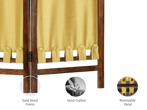4 Panel Folding Wood Room Divider, Antique Brown, 72 x 80 L396608