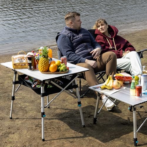 Portable Folding Camping Table with Adjustable Legs, Lightweight Aluminum K894