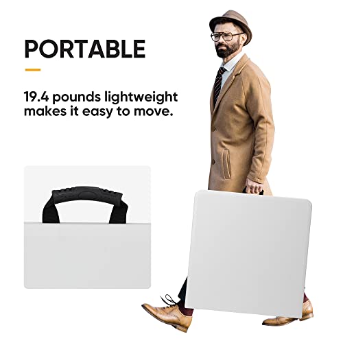 Portable 4 Foot Plastic Folding Table, Indoor Outdoor Heavy Duty, White R80992