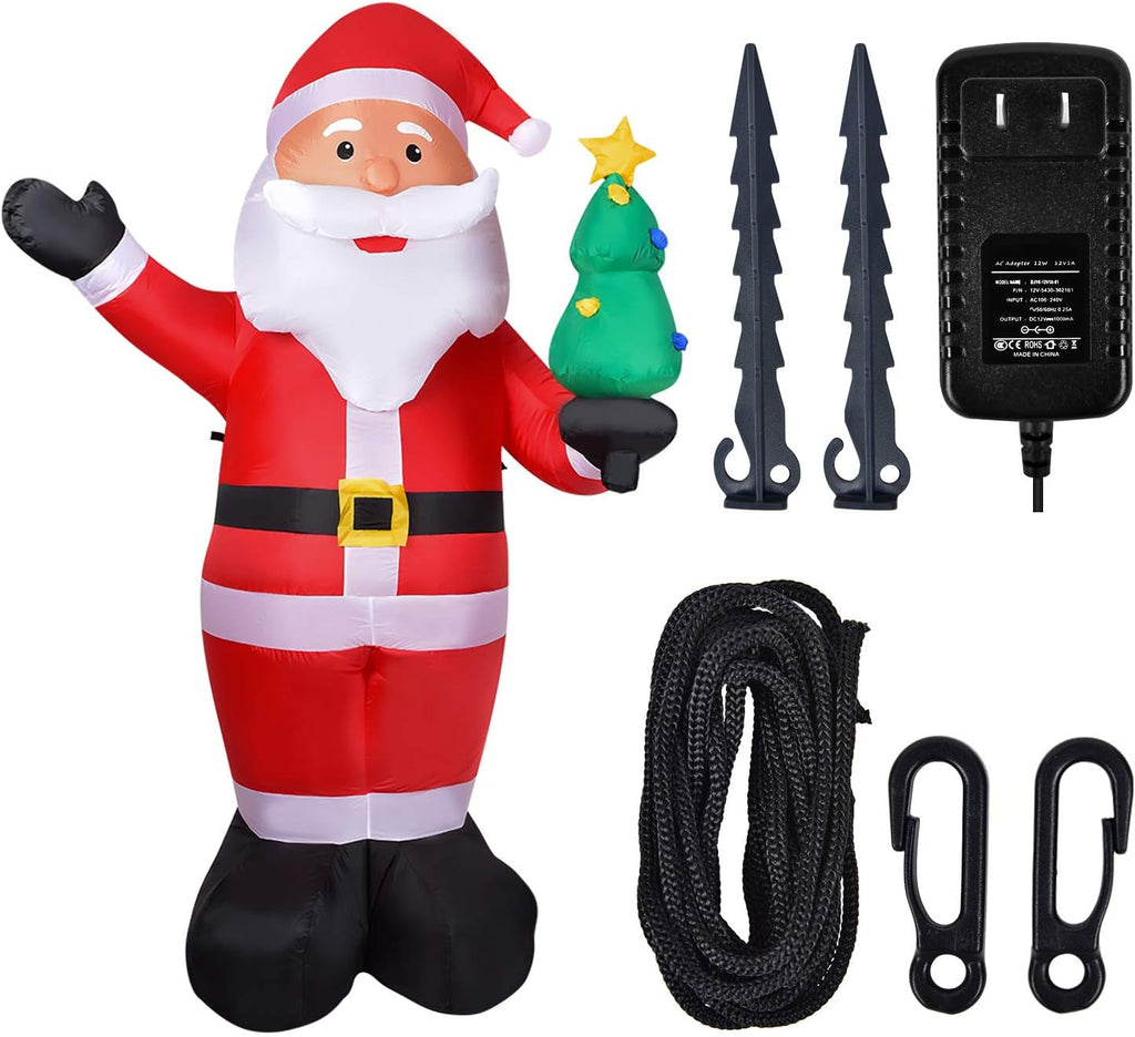 8ft Christmas Inflatable Santa Claus with LED Lights for Indoor Outdoor Yard Decor H605266