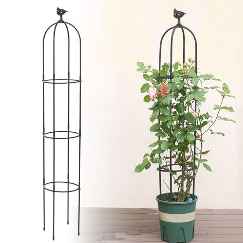 6 Feet Tall Garden Trellis for Climbing Plants Kalolary Garden Tower Obelisk Trellises Rustproof Metal Potted Plant Climbing Support for Indoor Outdoor Flowers Vegetable Fruits Vines Support (White)