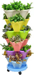 R&N Vertical Garden with Wheels and Plant Labels - Stackable Planter Garden 3 Pots - Beauty Garden Indoor/Outdoor