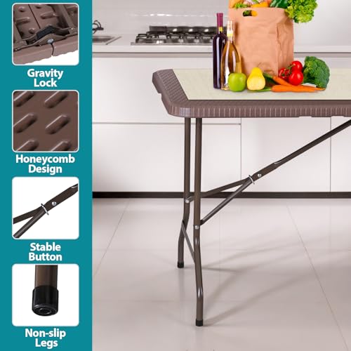 Portable 4 Foot Plastic Folding Table, Indoor Outdoor Heavy Duty, White R80992