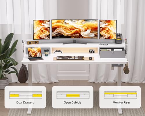 Electric Standing Desk with 2 Drawers, Height Adjustable for Home Office B137