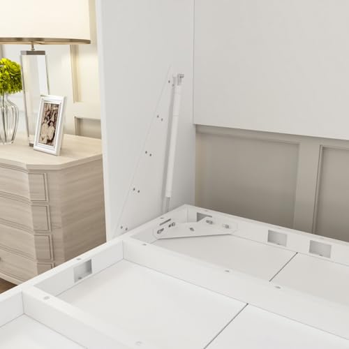 Queen Size Murphy Wall Bed, Space-Saving Foldable Cabinet Bed for Guest Room O405978
