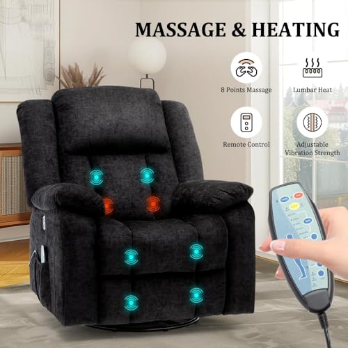Swivel Glider Recliner Chair with Massage and Heating U85854