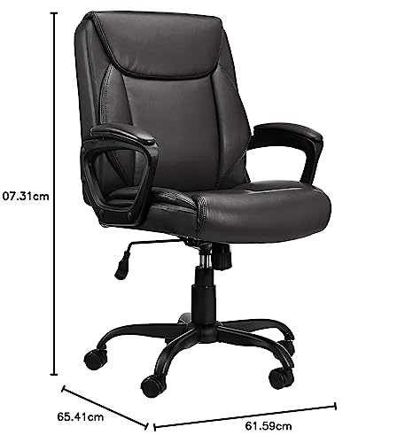 Mid-Back Padded Office Desk Chair with Armrest, Black W8120
