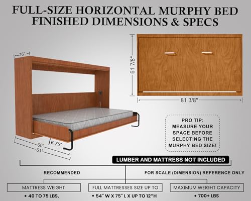 Queen Size DIY Murphy Bed Hardware Kit – Vertical Wall Bed, Space-Saving L424