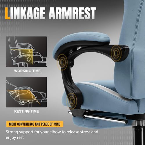 Gaming Chair Ergonomic Office Chair with Foot Rest, Breathable Fabric Computer Chair with Headrest and Lumbar Support V504535