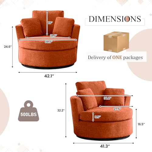 Swivel Barrel Chair with Ottoman for Living Room Bedroom, White W553228