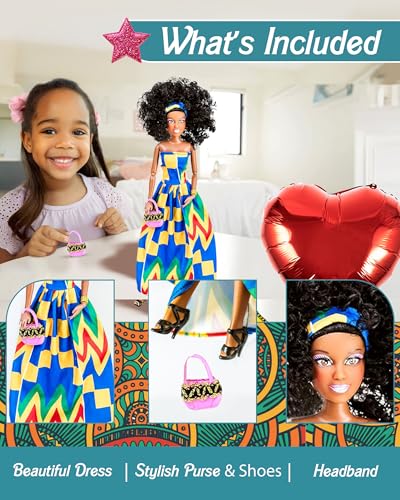 Black Doll Set with Movable Joints for Girls P68886