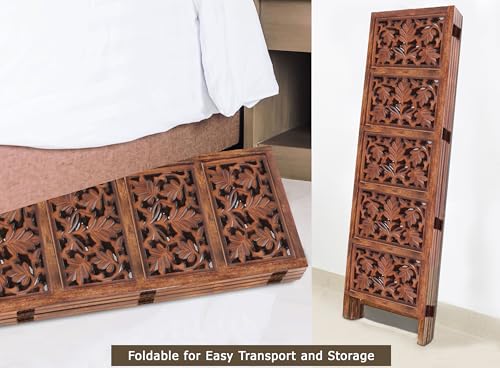 4 Panel Folding Wood Room Divider, Antique Brown, 72 x 80 L396608