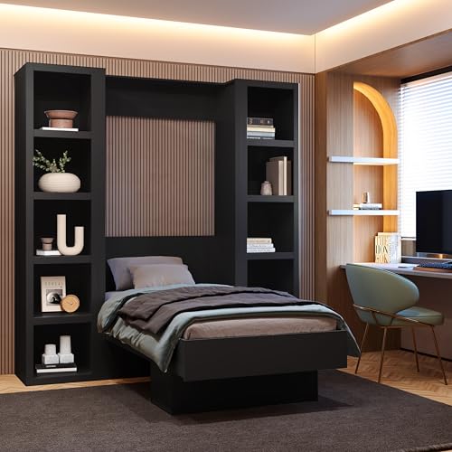 Queen Murphy Wall Bed with Two Bookshelves Y365306