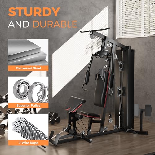 Home Gym Equipment with 150LBS Weight Stack and Pulley System R3045