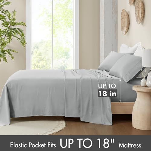 Organic Cotton Sheet Set Queen Grey 4 Piece R670018