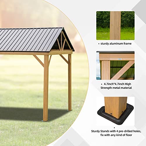 10 x 10 ft Hardtop Gazebo with Netting and Curtains, Galvanized Steel Roof for Patio and Garden X50618