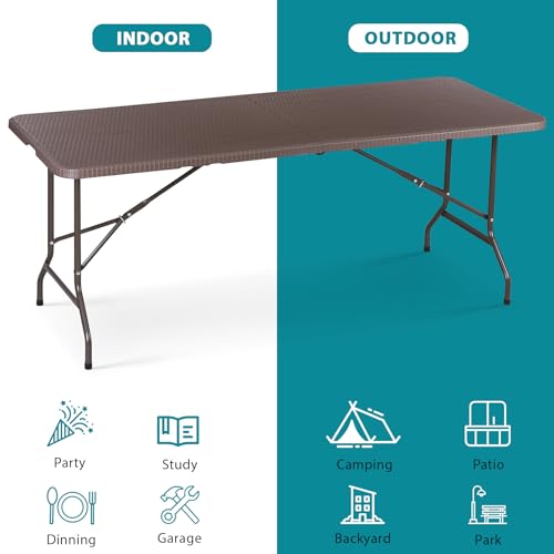 Portable 4 Foot Plastic Folding Table, Indoor Outdoor Heavy Duty, White R80992