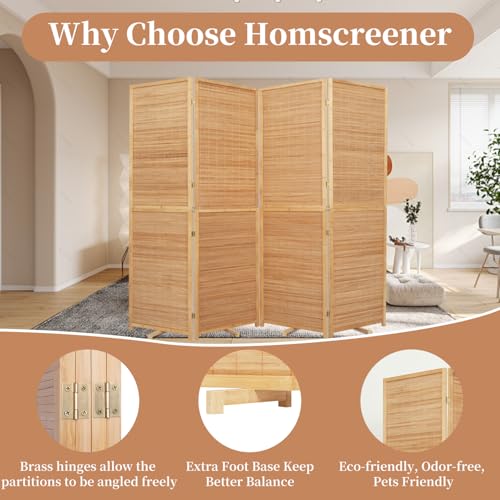 Bamboo Room Divider Folding Privacy Screen 4 Panel Freestanding F401