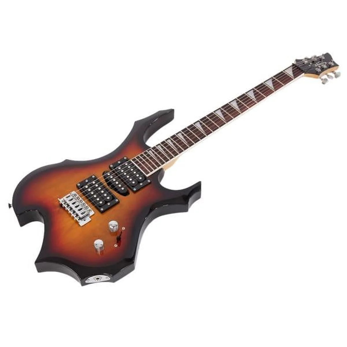 Flame Shaped Electric Guitar with 20W Amp and Accessories, Sunset Color C6474