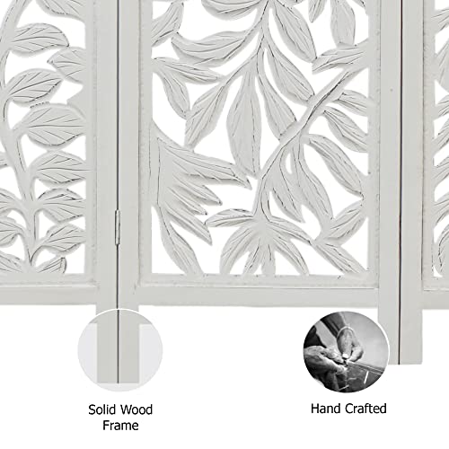 4 Panel Folding Wood Room Divider, Antique Brown, 72 x 80 L396608