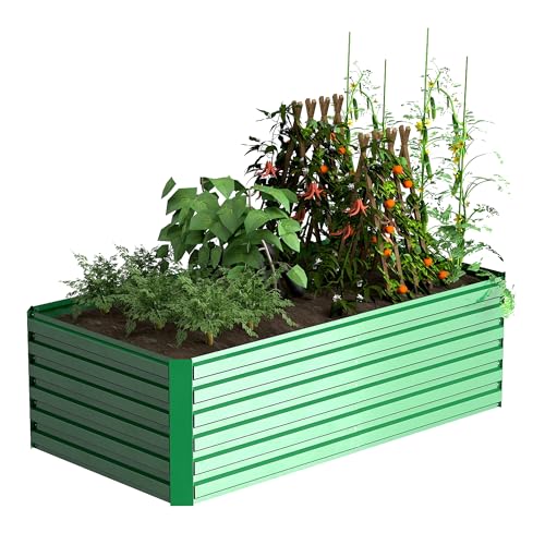 Galvanized Raised Garden Bed 8x4x2ft, Large Metal Planter Box for Vegetables, Flowers, Herbs J9369