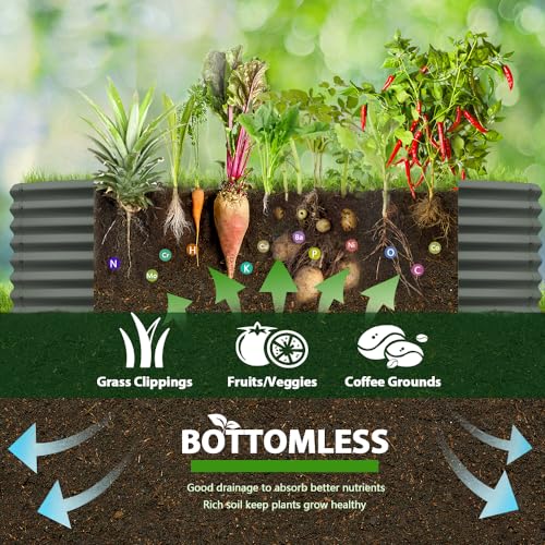 Galvanized Raised Garden Bed Oval Metal Planter Box for Vegetables Flowers A9593
