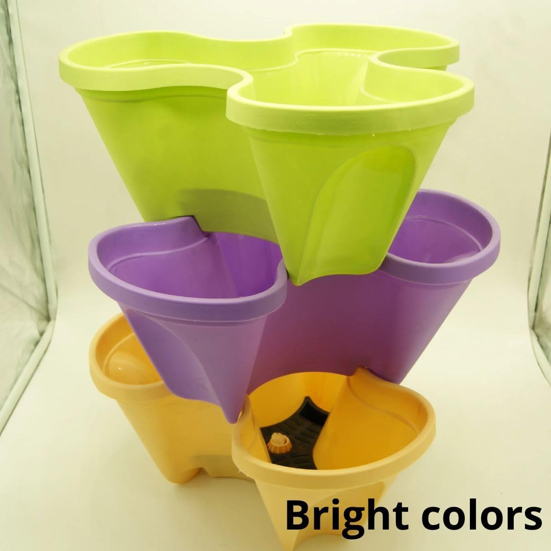 Vertical Garden with Wheels and Plant Labels, Stackable Planter 3 Pots, Indoor/Outdoor H9472
